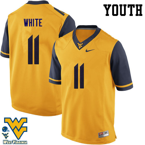NCAA Youth Kevin White West Virginia Mountaineers Gold #11 Nike Stitched Football College Authentic Jersey AL23C18UF